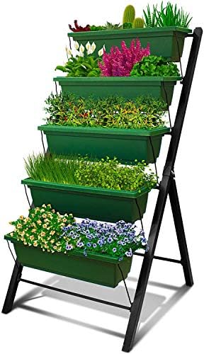 Outland Living 4Ft Vertical Raised Garden Bed - 5 Tier Food Safe Planter Box for Outdoor and Indoor Gardening Perfect to Grow Your Herb Vegetables Flowers on Your Patio Balcony Greenhouse Garden by OutlandLiving