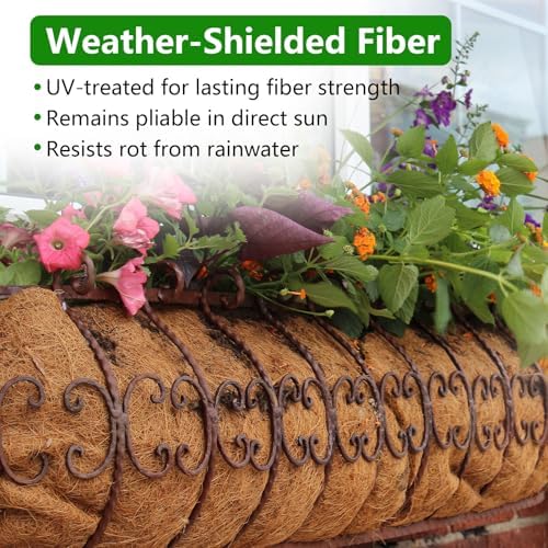 DUNCHATY 24 Inch Trough Coco Liners for Planters - 2 Pack Window Box Liners - Image 6