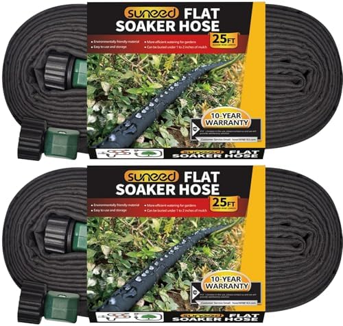 Flat Soaker Hose 25FT 2-Pack for Garden Beds by SuneedDirect