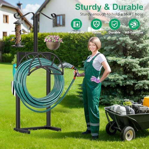 TomCare Garden Hose Holder, 4 Spikes Hose Stand for 160FT Outdoor Hose - Image 4