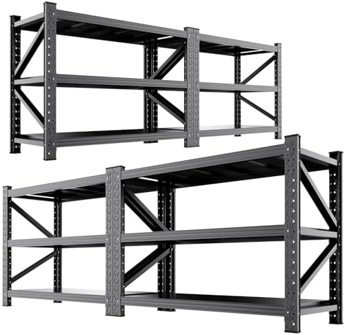 4 Pack 59" W Storage Shelves, 3T Adjustable Garage Shelving Unit, Rust Proof Large Metal Storage Rack, 20" Dx59 Wx54.3 H Industrial Shelving for Warehouse, Basement, Supermarket by AXASIIO