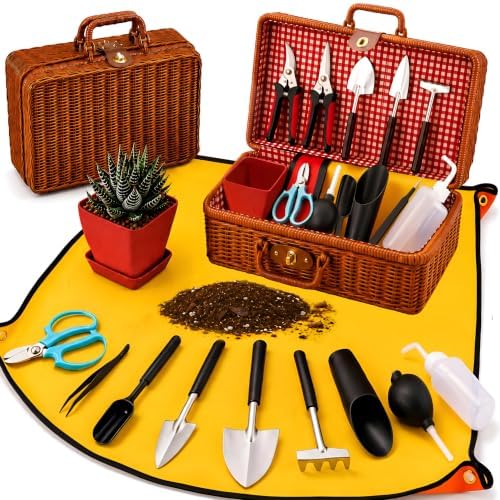 Succulent Tools w/Basket & Repotting Mat, Indoor Plant Care Gift for Women by Unknown