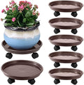 6 Packs Plant Caddy with Wheels 12" Plastic Rolling Stands Heavy-Duty Dolly with Casters Indoor Outdoor Coaster, Brown by Planterhoma