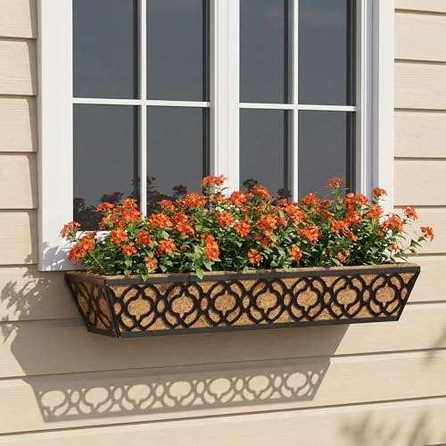 Y&M 6-Pack 30 Inch Railing Planter Boxes, Hanging Balcony Planter, Adjustable Deck Railing Planter Box, Metal Window Boxes Outdoor for Fence, Porch - Image 6