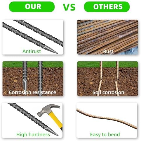 16 Pcs 24-Inch Garden Ground Stakes Galvanized Steel Staples - Image 7