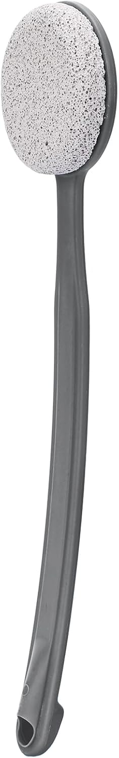 Pumice Stone for Feet with Long Handle (Curved Handle, Grey, Count, 1)