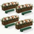 Dandat 4 Set Wood Boxes for Centerpieces 16x4 Inch Rectangle Wooden Planter Box Rustic Wooden Planters with Removable Plastic Liner Floral Foam Blocks for Christmas Wedding Home Garden Decor(Brown) by Dandat