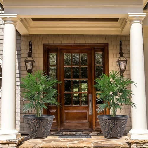 Nooulap 16 Inch Plant Pot Outdoor Indoor, Retro Brown, 4 Pack - Image 2