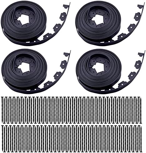 Garden Edging，160ft Landscape Edging with 200 Spikes for Lawn 2 Inch Tall(Black, 160FT) by YANEYRIE