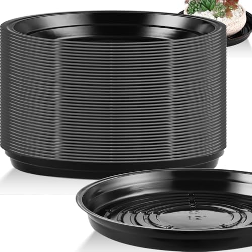 20 Pack 12 Inch Plant Saucer, Large Plastic Plant Saucers for Indoors Outdoor, Black Plant Tray for Pots Plant Water Catcher Tray, Flower Pot Saucers Bulk Plant Drip Trays for Potted Plants by UltraOutlet