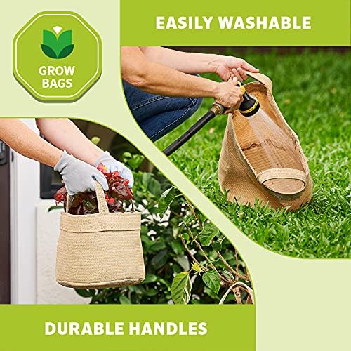 Coolaroo 4-Pack 2 Gallon Heavy Duty Plant/Vegetable/Herb/Fruit Breathable Fabric Grow Planter Pot Bags with Handles, Desert Sand - Image 5