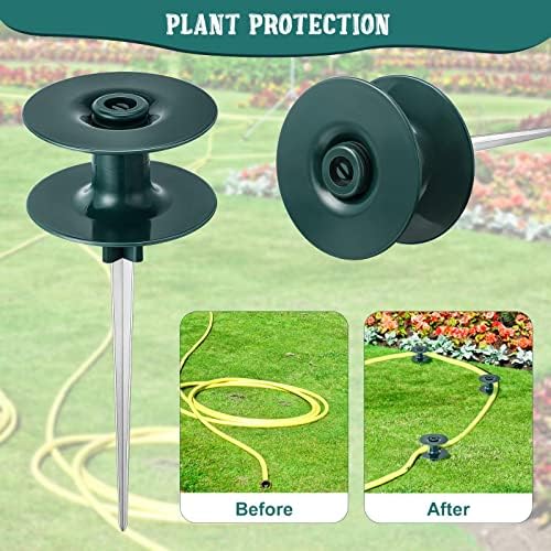 Chumia Garden Hose Guide Stakes, 10 Inch Metal Spike, Dark Green, 12 Pieces - Image 3