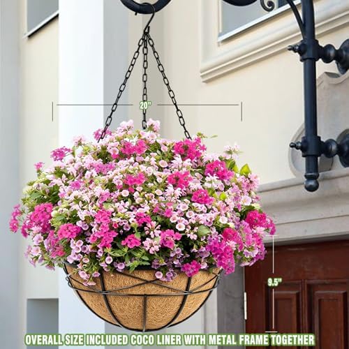 4 Pack 20 Inch Hanging Planters Baskets for Outdoor Plants Extra Large Deep Hanging Baskets with Natural Coconut Liner Flower Pots for Porch Balcony Garden Decor - Image 6