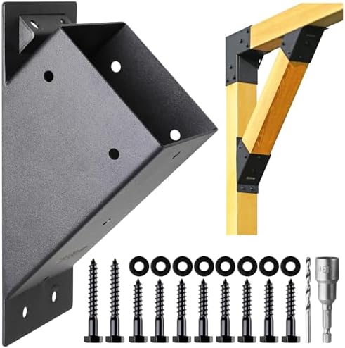 4Pcs 45 Degree Pergola Angle Support Brackets, 4x4 Wood Connector by AJOVW
