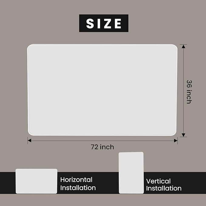 White Bathroom Mirror 72x36 Inch, White Metal Framed Bathroom Mirror for Wall, Rounded Rectangle Matte Bathroom Vanity Mirror, Tempered Glass, Anti-Rust, Horizontal/Vertical