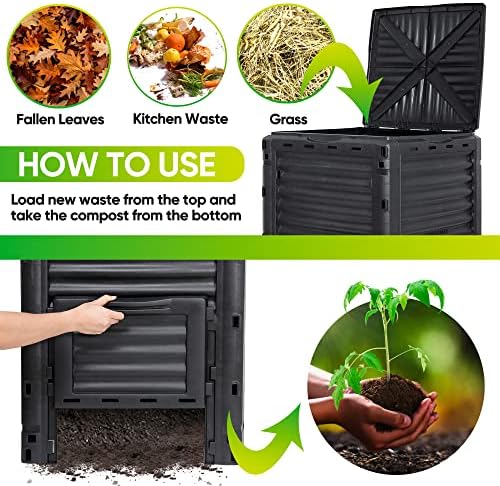 Large Garden Compost Bin, 80 Gallon (300L) Outdoor Composter Tumbler from BPA-Free Material for Fast Creation of Fertile Soil, Lightweight, Easy Assembly and Kitchen Waste Composting - Image 3