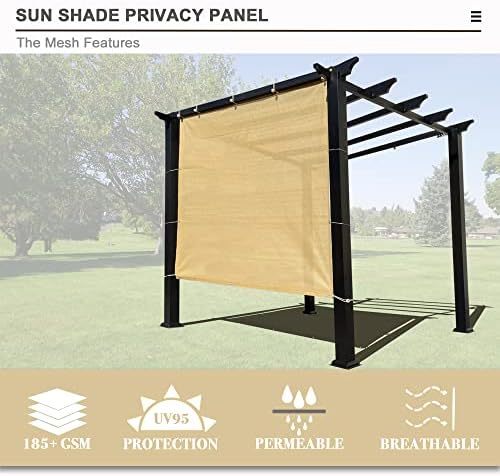 Alion Home Sun Shade Panel Privacy Screen with Grommets on 4 Sides for Outdoor, Patio, Awning, Window Cover, Pergola (10' x 5', Sand) - Image 3
