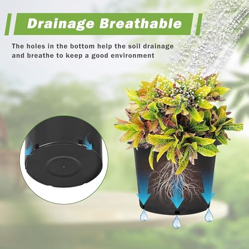 HOSTIC 10 Gallon Flexible Nursery Pots Gallon Pot with Drainage Holes Plastic Plant Container Suitable for Indoor Outdoor Vegetables Flowers Plants 10 PCS - Image 2