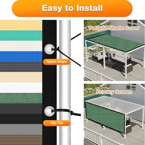 Artpuch Outdoor Pergola Shade Cover 4' X 6' Sun Shade Cloth with Grommets, 90% UV Protection Canopy Patio Privacy Screen (Customized Available) GN107, Green - Image 5