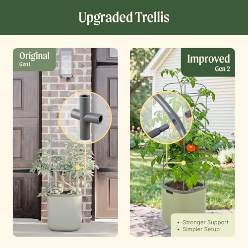 Vego garden Planters for Outdoor & Indoor Plants, Large Plant Pots with Self Watering, 55" Tall Large Plant Pots with Steel Trellis for Flowers Plants Decor Sage Green - Image 5