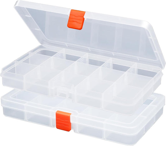 4PACK Extra Thick Bead Organizers, Mini Clear Plastic Storage Box Craft Containers for Nail jewelry rhinestones DIY Supply Case