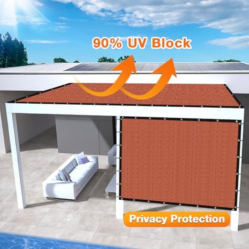 Artpuch 90% Sun Shade Cloth, 8 x 10 FT Pergola Shade Cover Canopy with Grommets, Sun Screen Fabric Tarp for Patio, Outdoor, Garden, Backyard, Rust Red - Image 3