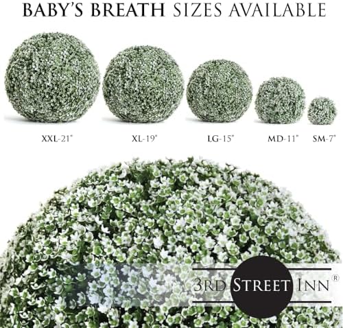 Artificial Baby's Breath Topiary Balls for Outdoor Decor - 15", 2-Pack - Image 5
