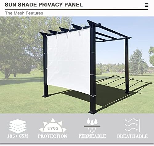 Alion Home Sun Shade Panel Privacy Screen with Grommets on 4 Sides for Outdoor, Patio, Awning, Window Cover, Pergola (8' x 8', White) - Image 3