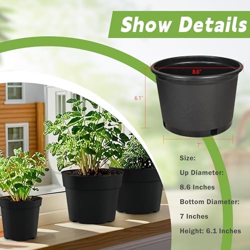 HOSTIC Short 2 Gallon Plastic Plant Container Gallon Pots with Drainage Holes Flexible Nursery Pot Suitable for Indoor Outdoor Vegetables Flowers Plants 10 PCS - Image 4