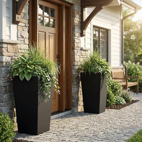 SnugNiture Taper Tall Planters 30 Inch Set of 2, Large Planter for Indoor Outdoor Plants, Modern Flower Pot Containers Large Decorative Tree Planter, Black - Image 5