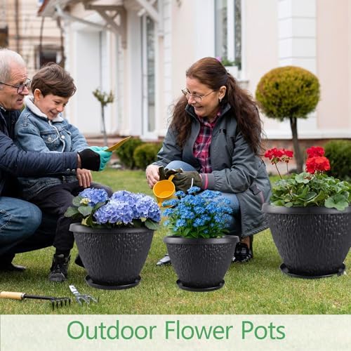 Nooulap 8 inch Plant Pots, Indoor Outdoor Small Planters, 4 Pack - Image 5