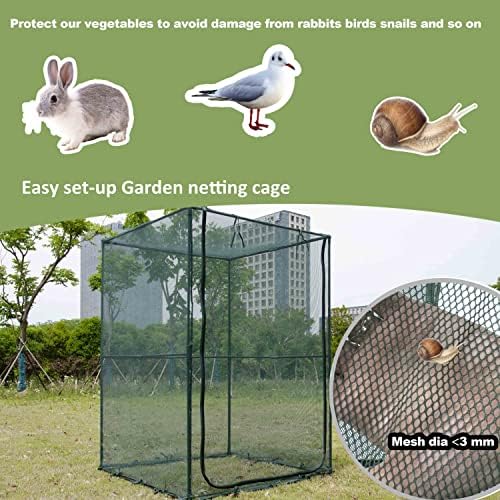 Portable 4'x4' Large 6FT Tall Plant Netting Cover Crop Cages Pest Guard Cover for Vegetables and Fruits Plant Durable Gardening Net with 4 Stakes - Image 6