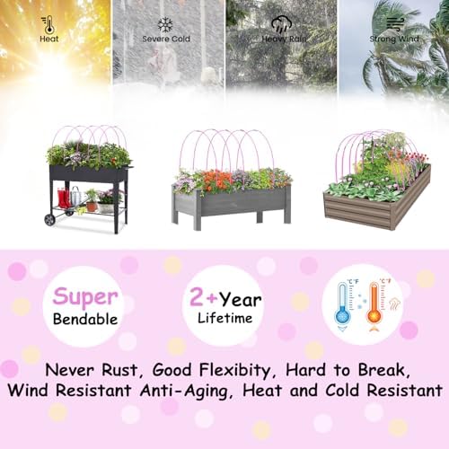 Garden Hoops 120pcs, Sunwuk Greenhouse Hoops for 1-3.5ft Wide Raised Bed, 30 Sets of 5.6ft Long Super Bendable Fiberglass Rods, Raised Planter Box Kit and Mini Greenhouse for Row Cover (S Size) - Image 4