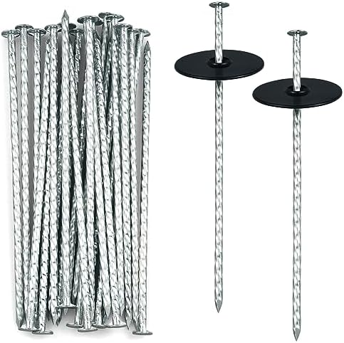8 Inch Heavy Duty Landscape Stakes with Gasket Caps - 200 Sets Galvanized Spiral Garden Spikes Kit for Securing Weed Barrier Fabric, Artificial Turf, Tent and More by EISENSP
