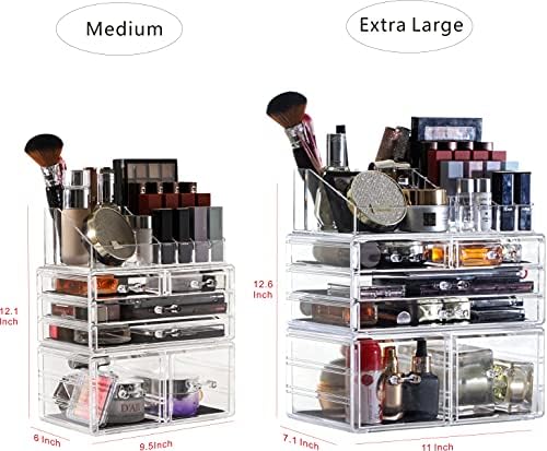 Cq acrylic 3 Pack Clear Make Up Organizers for Vanity,Stackable 6 Drawers Make Up Organizer,Cute Desk Organizer for Vanity Jewelry,Hair Clip,Beauty,Skincare Product Dresser Acrylic Drawer Organizer - Image 3