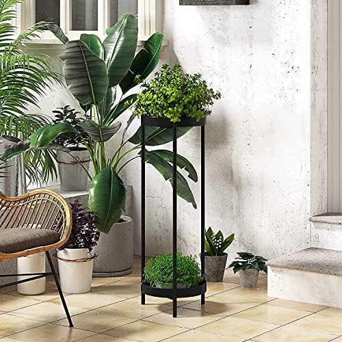 30" Plant Stand, 2 Tier Metal Flower Plants Holder with 2 Removable Display - Image 5