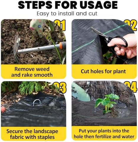 3ft x 250ft Weed Barrier Landscape Fabric Heavy Duty Premium Weed Control Fabric Durable & Eco-Friendly Weed Block Gardening Mat Landscaping Fabric - Image 5