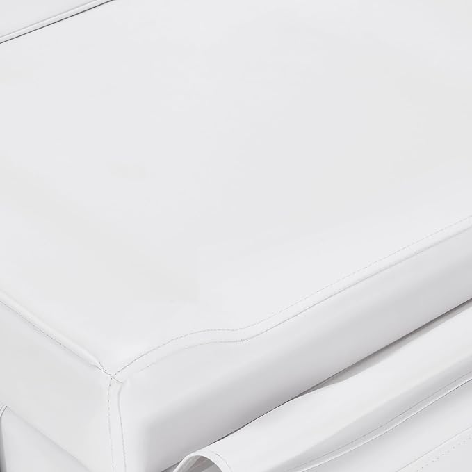 BarberPub Fully Electric Beauty Bed, 3-Motor Salon Spa Chair with Foot-Controlled Wheels, Adjustable Height, Backrest & Leg Rest – PVC Leather, Professional Facial & Treatment Table 2754 (White)