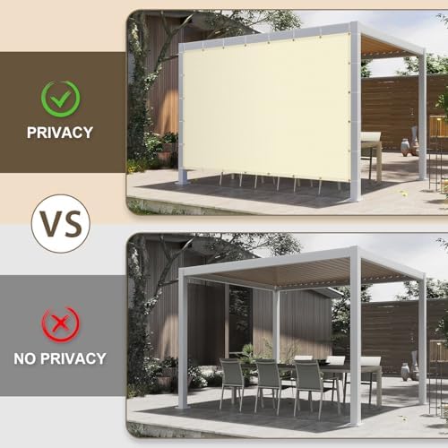 LOVE STORY 10x12 FT Sun Shade Cloth with Grommets for Patio, Butter Cream - Image 2