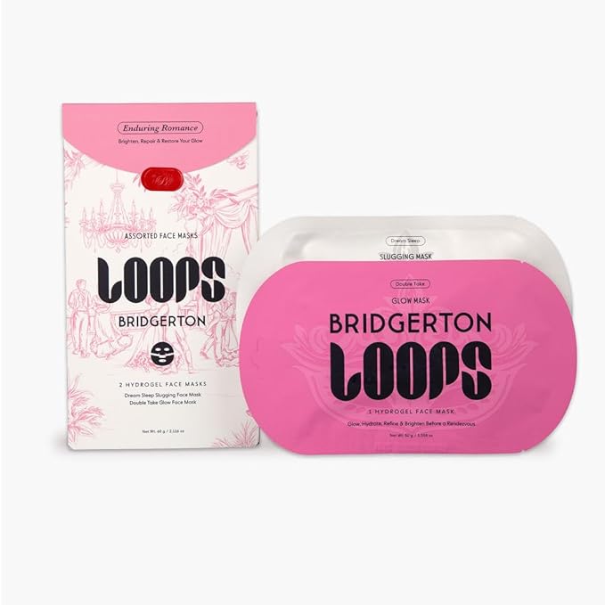LOOPS Beauty Bridgerton™ NETFLIX Enduring Romance Set -The Best Hydrogel Face Masks for Every Skin Moment Face Mask - 2 Hydrating Masks - Dream Slleep and Double Take - All Skin Types, 2pc