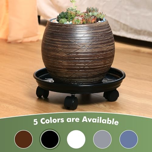 6 Packs Plant Caddy with Wheels 11.8" Plastic Rolling Plant Dolly Coasters Heavy-duty Wheeled Planter Mover Rollers Indoor Outdoor Wheeled Flower Pot Base Saucers with Casters, Black - Image 3
