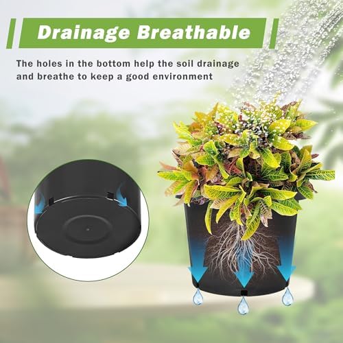 HOSTIC Short 2 Gallon Plastic Plant Container Gallon Pots with Drainage Holes Flexible Nursery Pot Suitable for Indoor Outdoor Vegetables Flowers Plants 10 PCS - Image 2