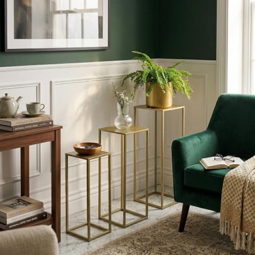 Cocoyard Garden Supply Geometric Centerpieces for Wedding Tables, Set of 3 Metal Plant Stands – Modern Nesting Pedestal Side Tables, No Assembly Required, Indoor Outdoor, Gold, 19.7"/23.6"/27.5" - Image 5