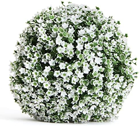 Artificial Baby's Breath Topiary Balls for Outdoor Decor - 7", 8-Pack by 3rdStreetInn
