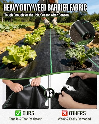 joyhalo 4ft x 300ft Heavy Duty Weed Barrier Fabric, 3.2oz Woven Geotextile - Image 2