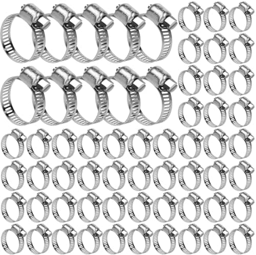 100 Pcs Stainless Steel Hose Clamps, Adjustable 5/8-1 In (16-25mm) by UZLUbuywithconfidence
