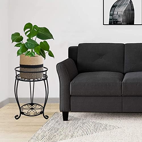 CASIMR 2 Tier Plant Stand, 19.2 inch Tall Metal Potted Holder Rack,Indoor Outdoor Multiple Flower Pot Shelf Rustproof Iron Garden Container for Garden Patio Living Room Corner Balcony, Black - Image 4