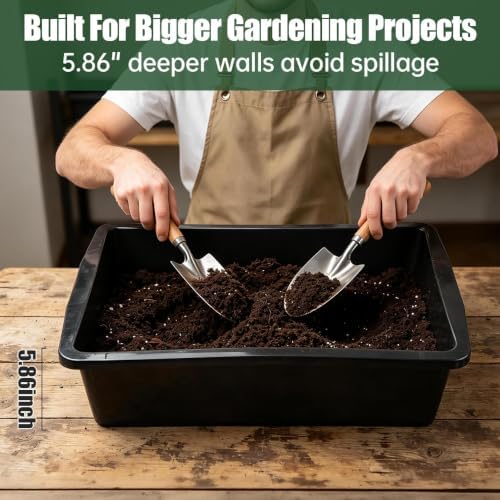 4Pack Garden Plant Potting Tray for Soil Mix & Repotting, 20.7"x15.6"x5.8" - Image 4