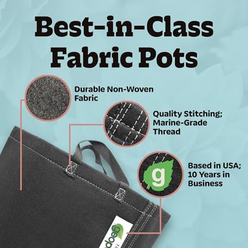 GeoPot 7 Gallon Fabric Grow Bags with Handles - 5-Pack - Black - Indoor/Outdoor - Aerated Fabric Pots for Vegetables, Herbs, Flowers & Houseplants - Image 4
