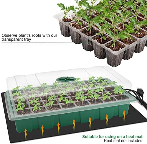 MIXC 5 Pack Seed Starter Tray, 200Cell Mini Propagator Greenhouse Grow Kit - Image 3